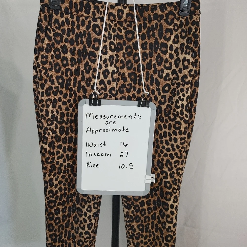 MICHAEL Michael Kors Leopard Print Ankle Pants Medium Animal Print Slim Career